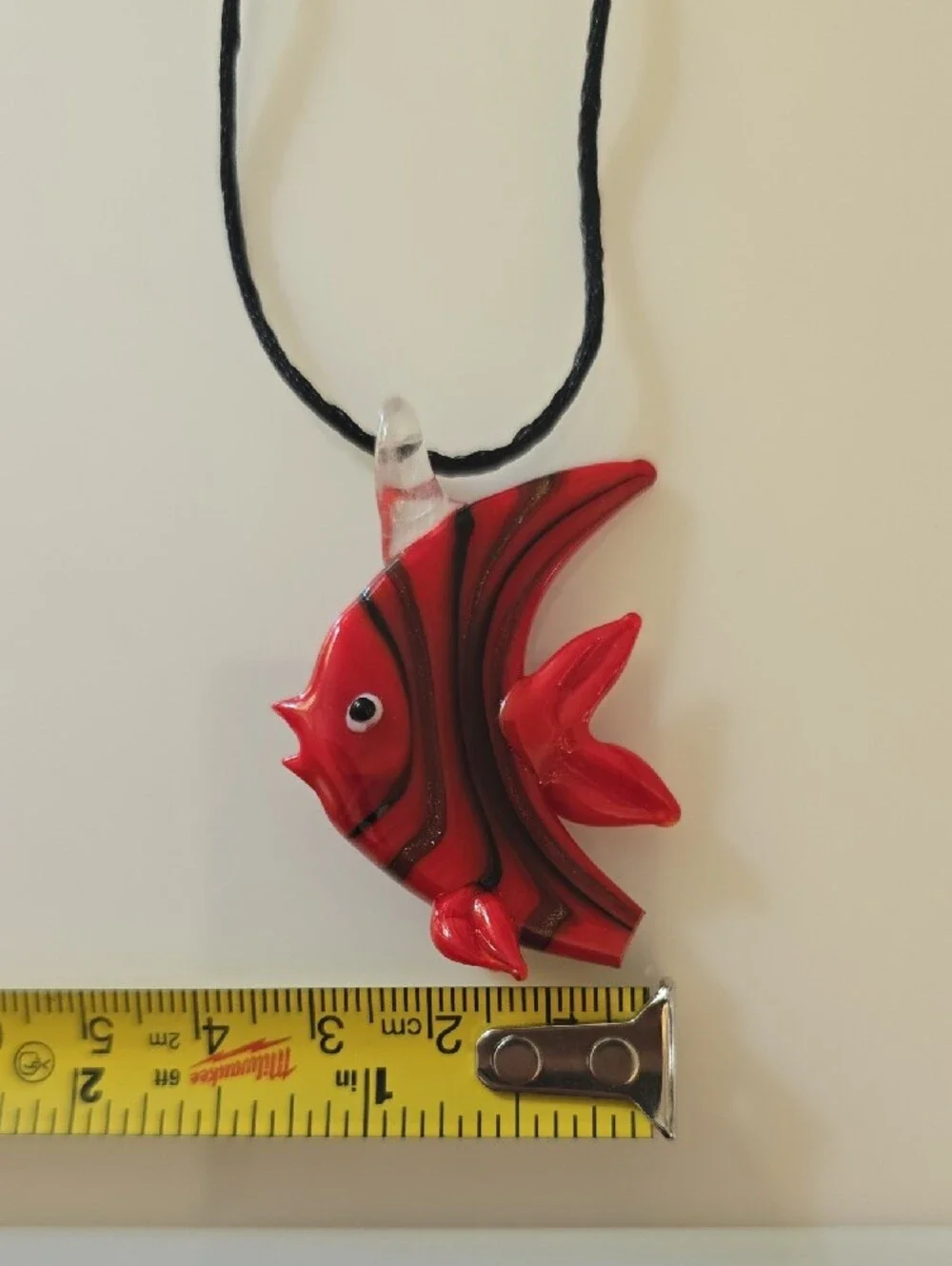 Red Glass Fish Pendant Necklace - Unbranded
